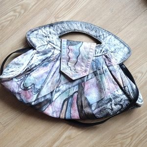 Botary 80's Graphic Hand Painted Leather Bag VTG